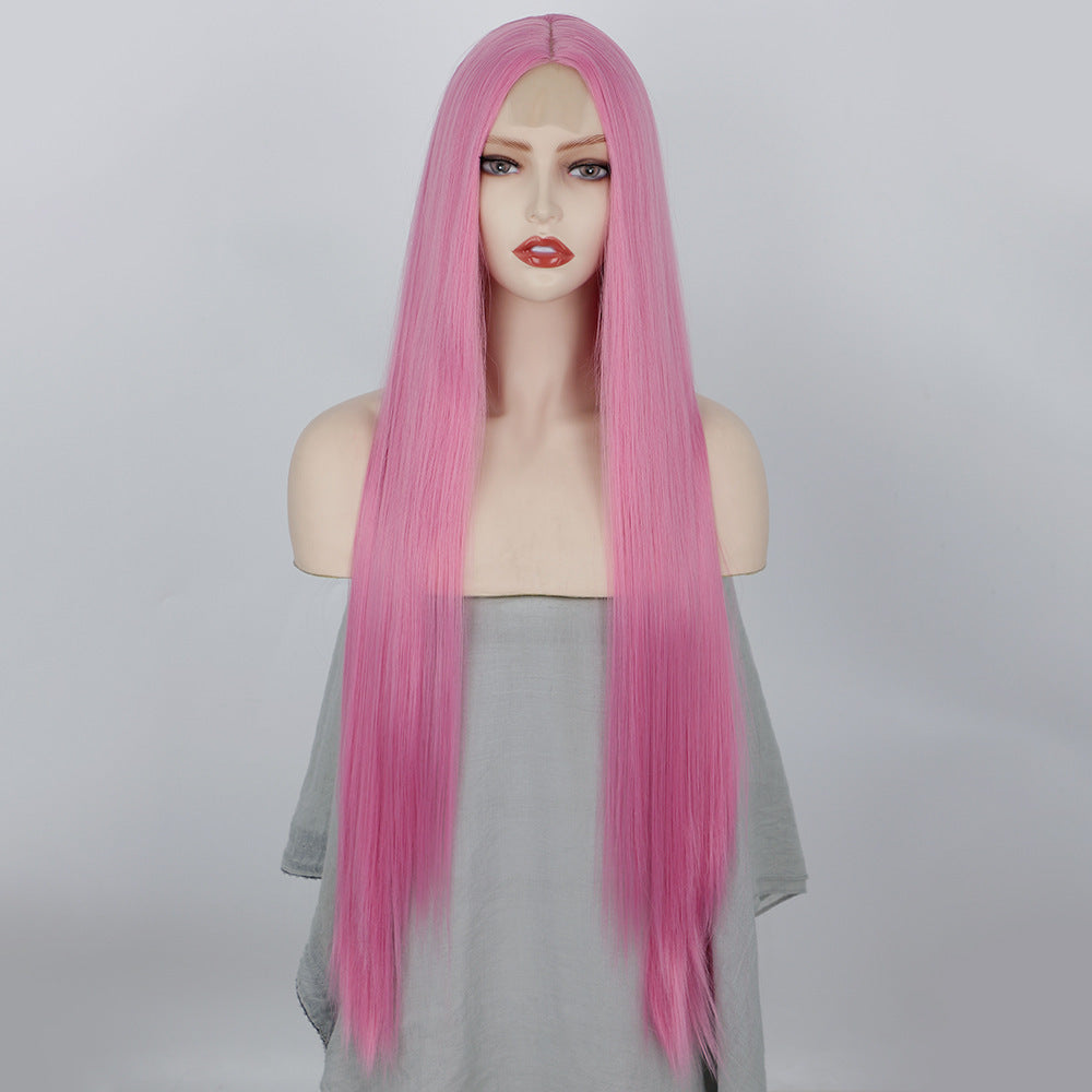 Front Lace Long Straight Hair Chemical Fiber Wig
