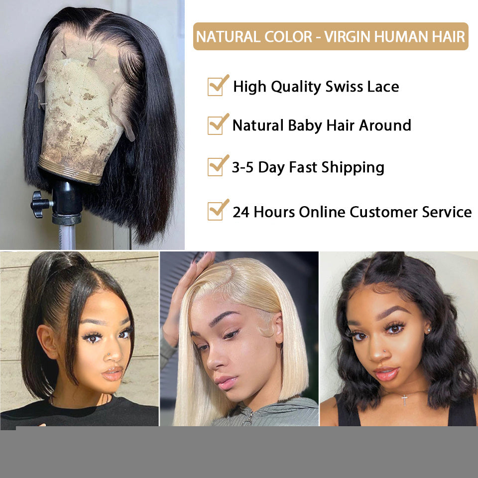 Coool Short Bob Wig Straight 13x4 Transparent Lace Frontal Human