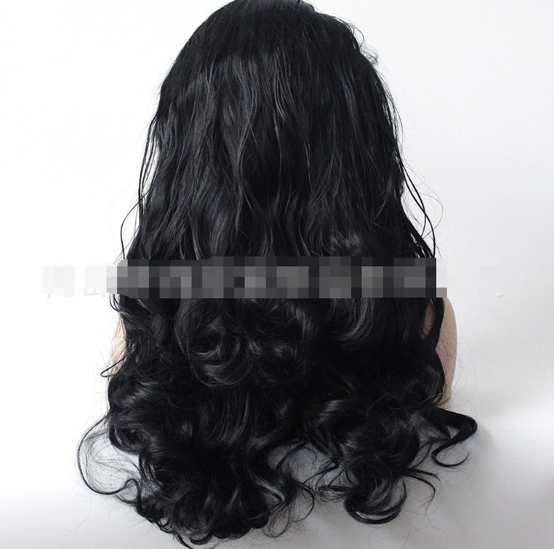 Coool Hair European and American fashion black big wave wig high-grade chemical fiber front lace head cover