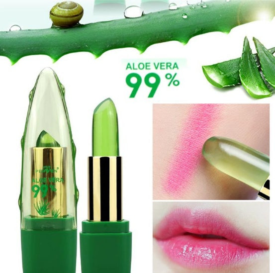 Natural Aloe Vera Gel Color Changing Lipstick Gloss  Moisturizer Anti-drying Desalination Fine-grain Lip Blam Care