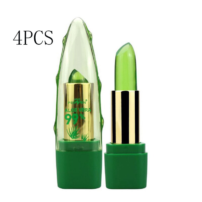 Natural Aloe Vera Gel Color Changing Lipstick Gloss  Moisturizer Anti-drying Desalination Fine-grain Lip Blam Care