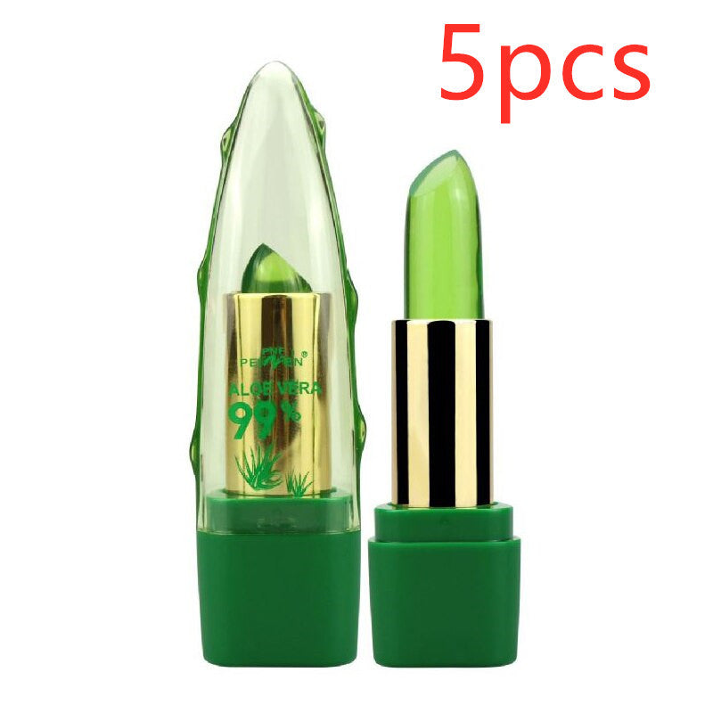 Natural Aloe Vera Gel Color Changing Lipstick Gloss  Moisturizer Anti-drying Desalination Fine-grain Lip Blam Care