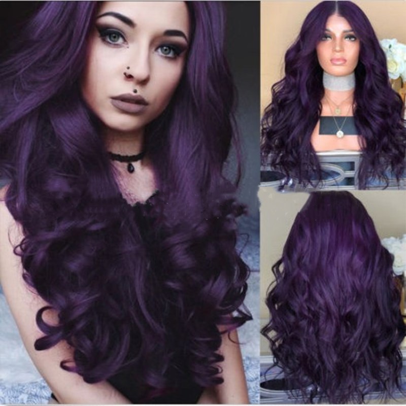 Coool Hair Medium And Long Curly Hair Cross-border Fashion Big Wave Cosplay Anime Purple Factory Wholesale