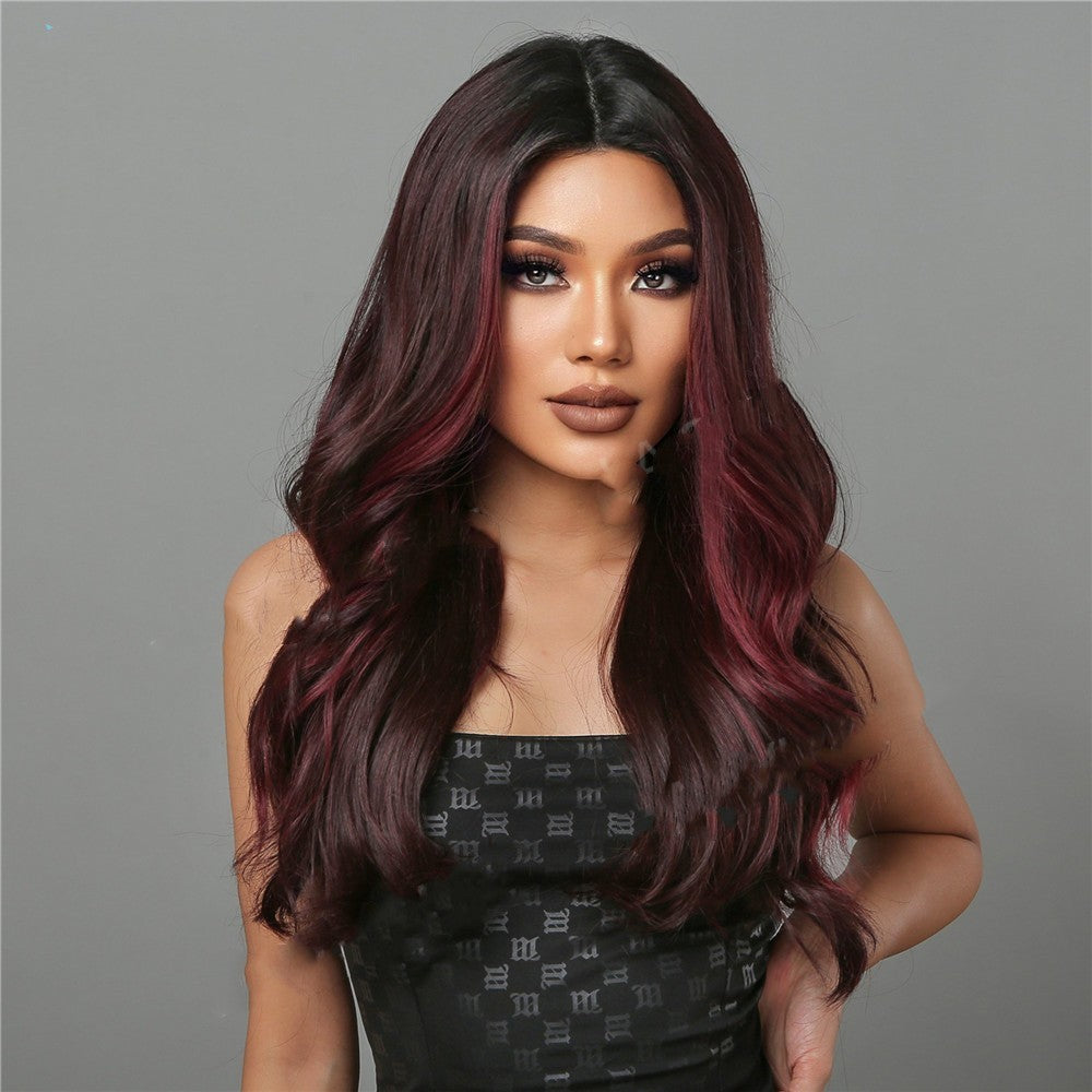 Coool Middle Long Curly Hair With Reddish Brown High Temperature Silk Wig