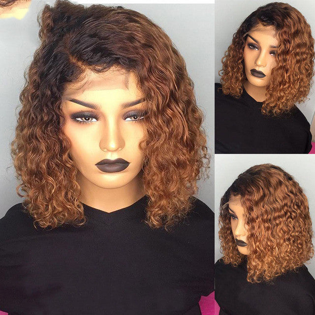Coool Hair Burgundy  Gradient Color Wig Lace Front Short Bob Wig