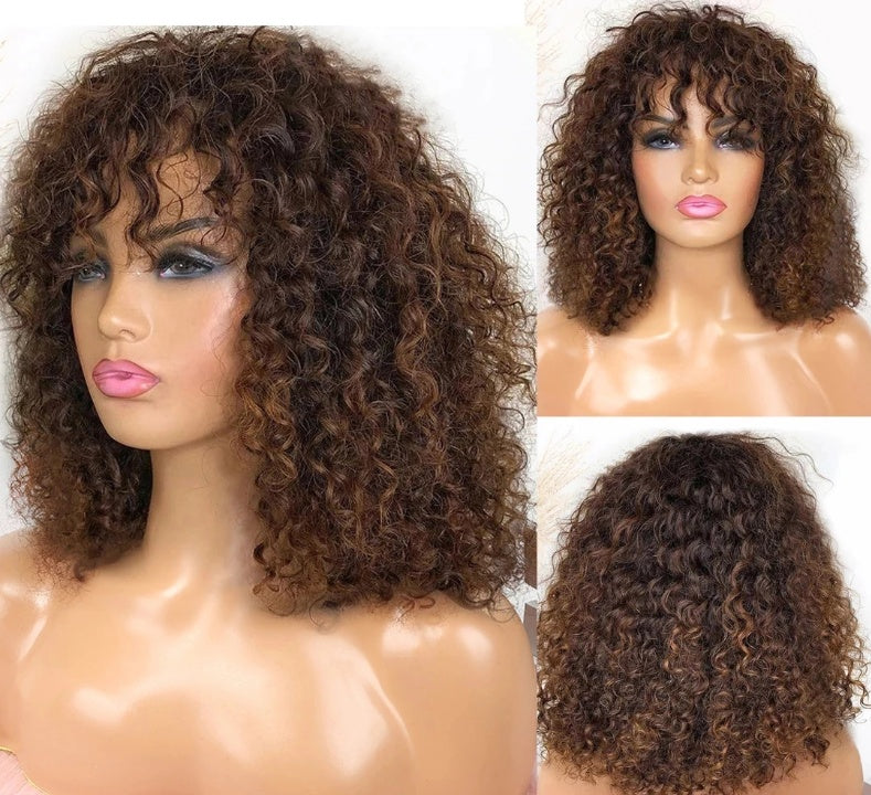 Coool Mix Bouncy Jerry Curly Short Bob Pixie Cut Wig With Bangs