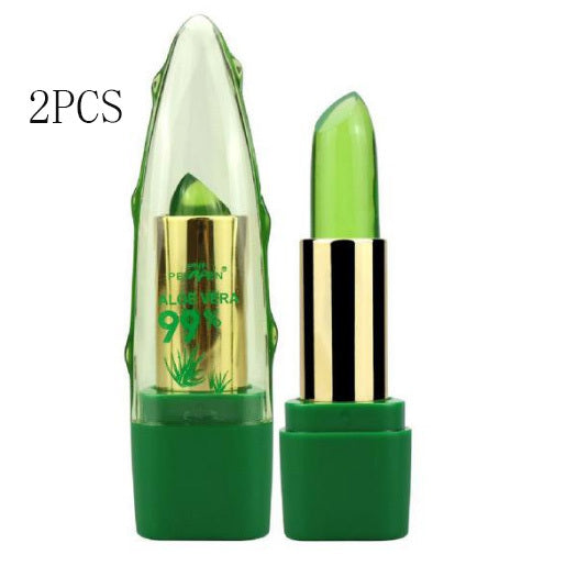 Natural Aloe Vera Gel Color Changing Lipstick Gloss  Moisturizer Anti-drying Desalination Fine-grain Lip Blam Care