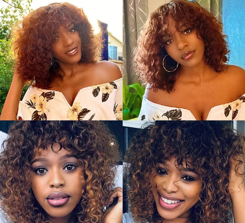 Coool Mix Bouncy Jerry Curly Short Bob Pixie Cut Wig With Bangs