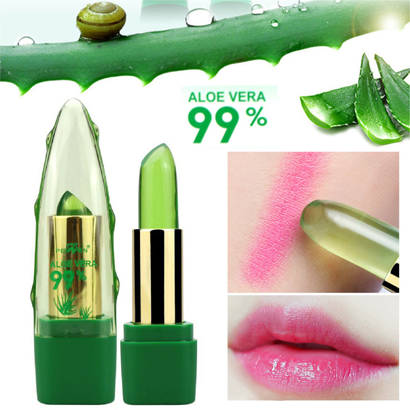 Natural Aloe Vera Gel Color Changing Lipstick Gloss  Moisturizer Anti-drying Desalination Fine-grain Lip Blam Care