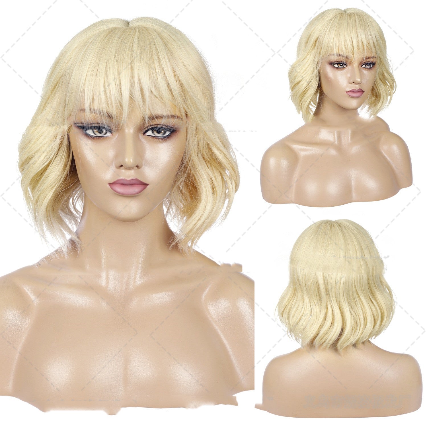 Coool Wig African Lady Short Curly Hair Wig Set