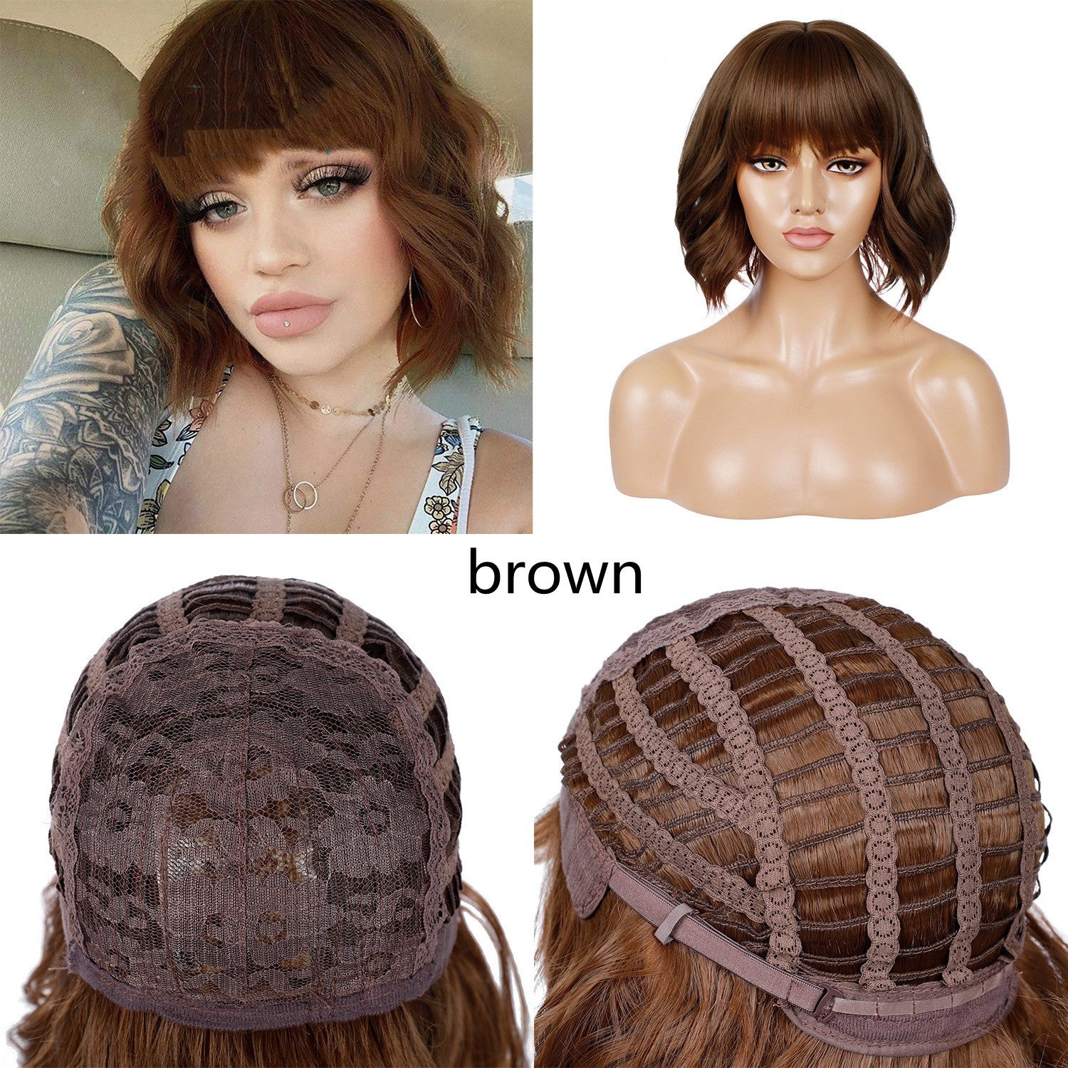 Coool Wig African Lady Short Curly Hair Wig Set