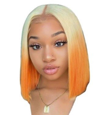 Women's New Gradient Medium Short Straight Hair Bob Wig