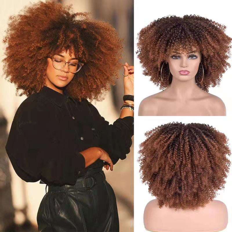 Natura African Small Curly Hair Afro Wig Headgear