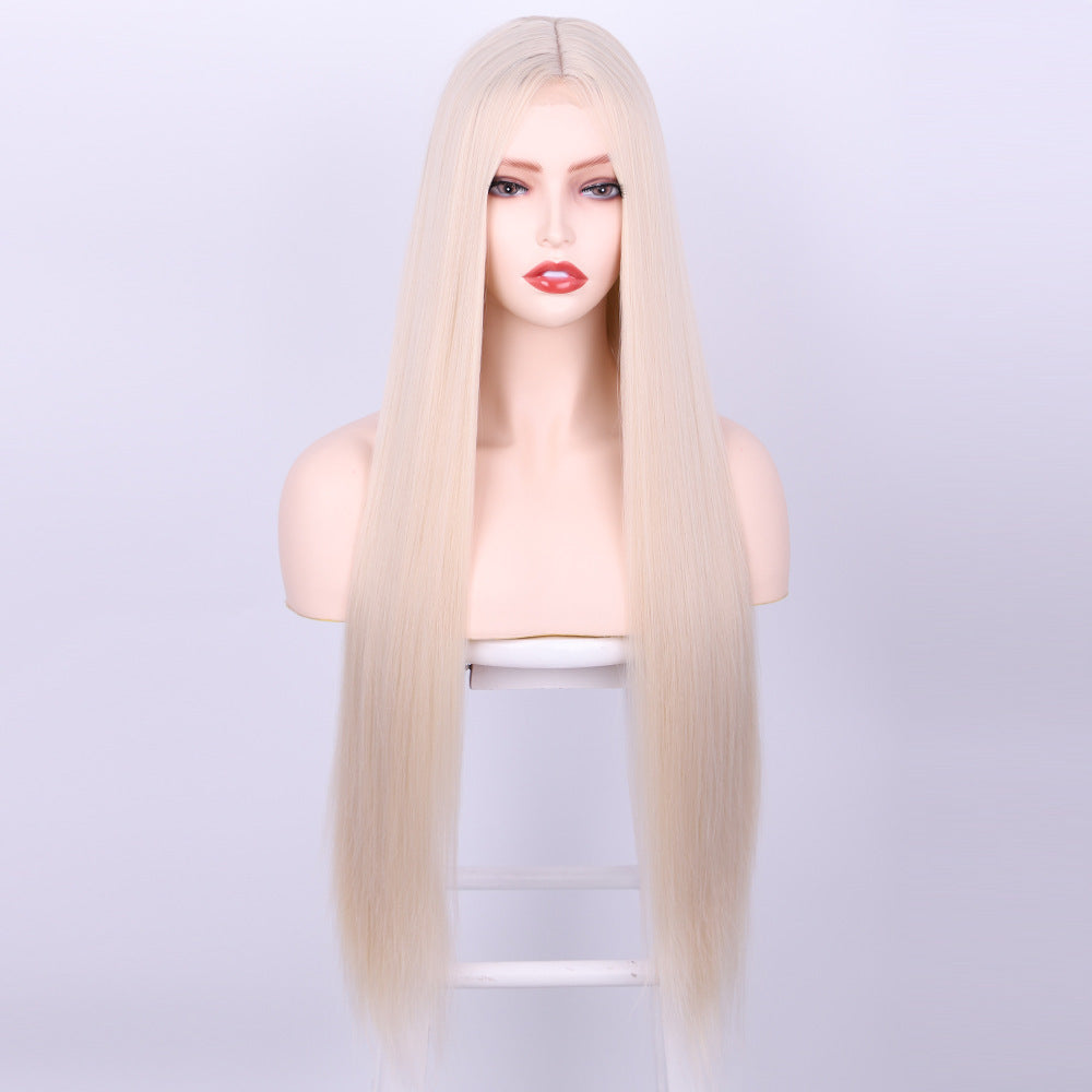 Front Lace Long Straight Hair Chemical Fiber Wig