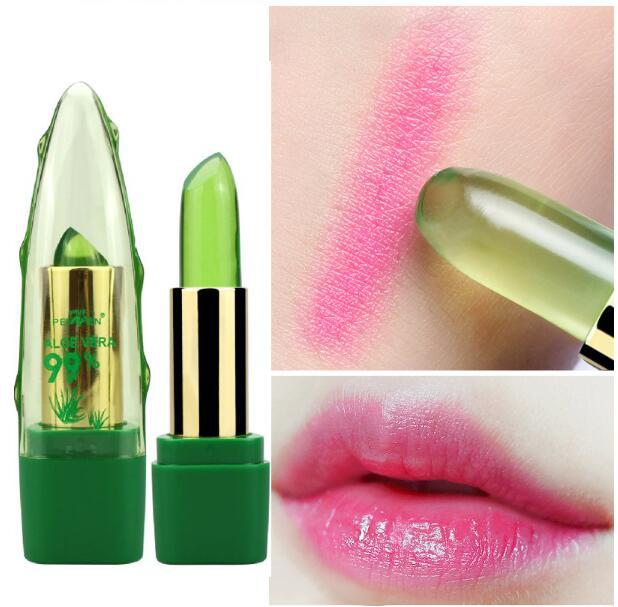 Natural Aloe Vera Gel Color Changing Lipstick Gloss  Moisturizer Anti-drying Desalination Fine-grain Lip Blam Care