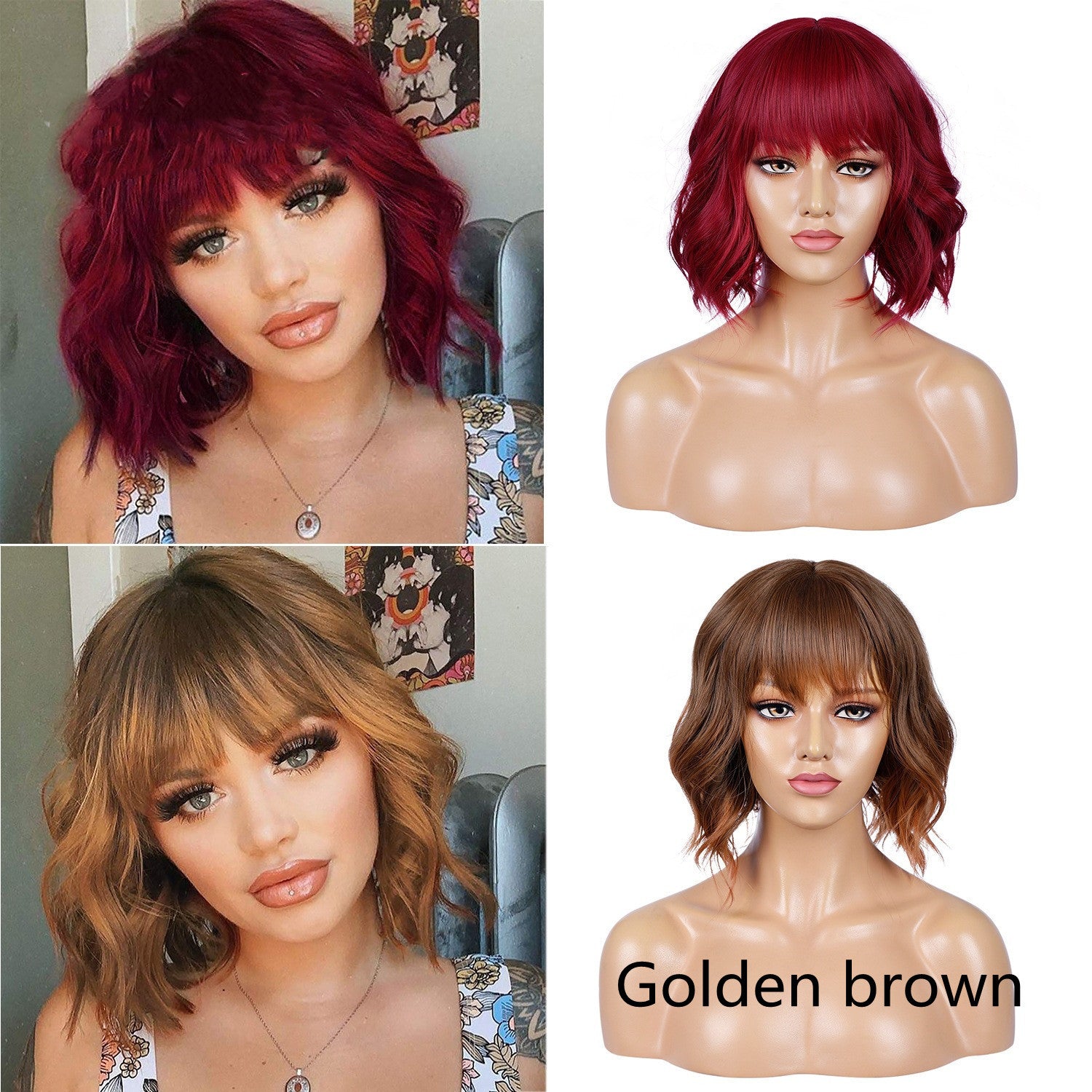 Coool Wig African Lady Short Curly Hair Wig Set