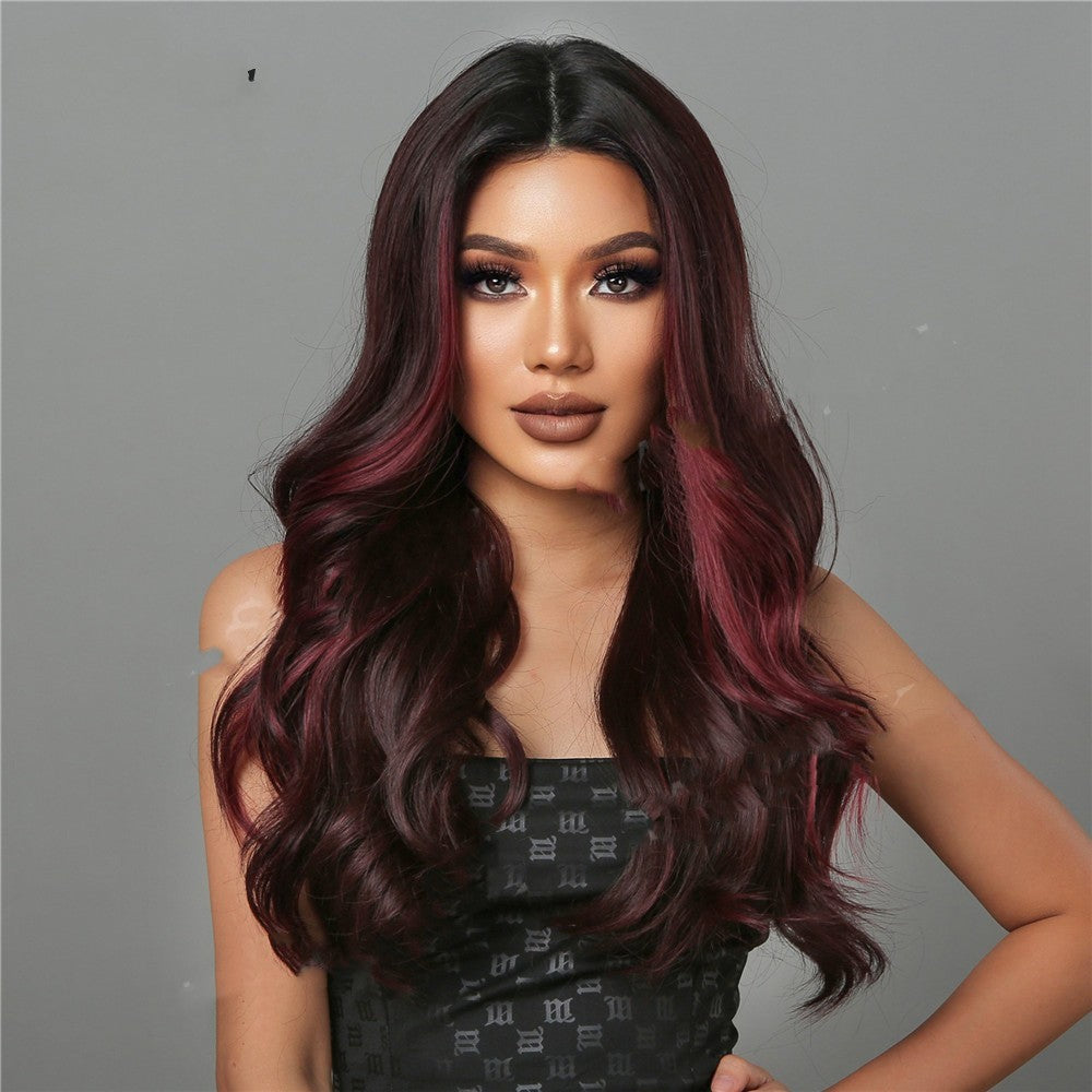 Coool Middle Long Curly Hair With Reddish Brown High Temperature Silk Wig