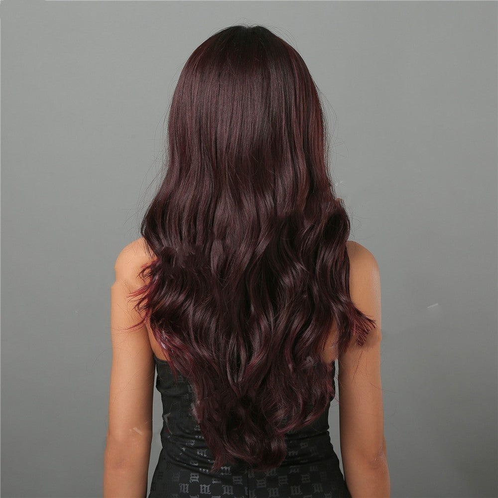 Coool Middle Long Curly Hair With Reddish Brown High Temperature Silk Wig