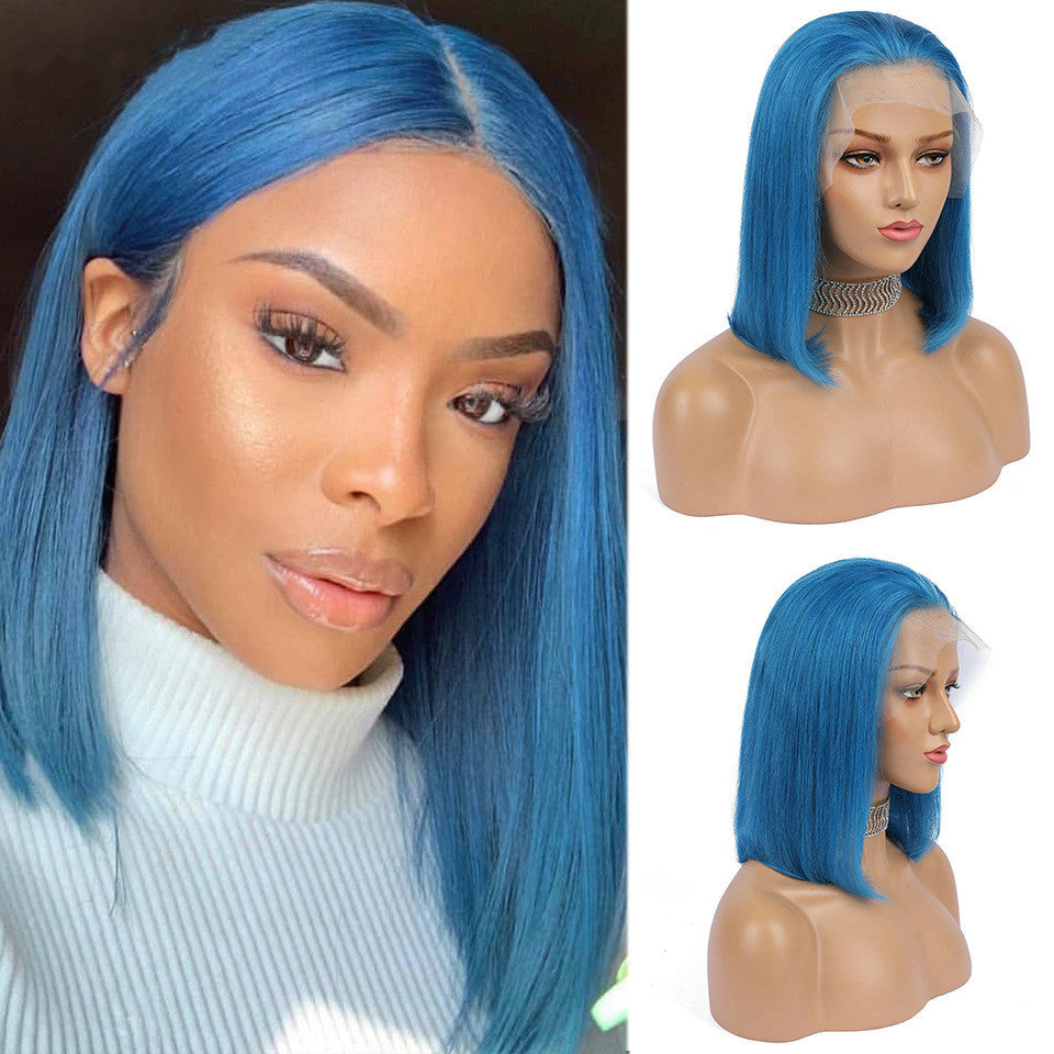 Human Hair Bob Wigs Green Short Bob Wig