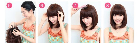 Women's New Gradient Medium Short Straight Hair Bob Wig